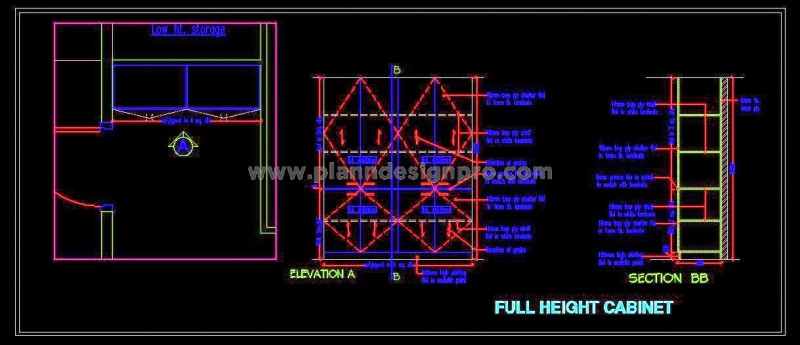 Storage Cabinet CAD Design with Adjustable Shelves